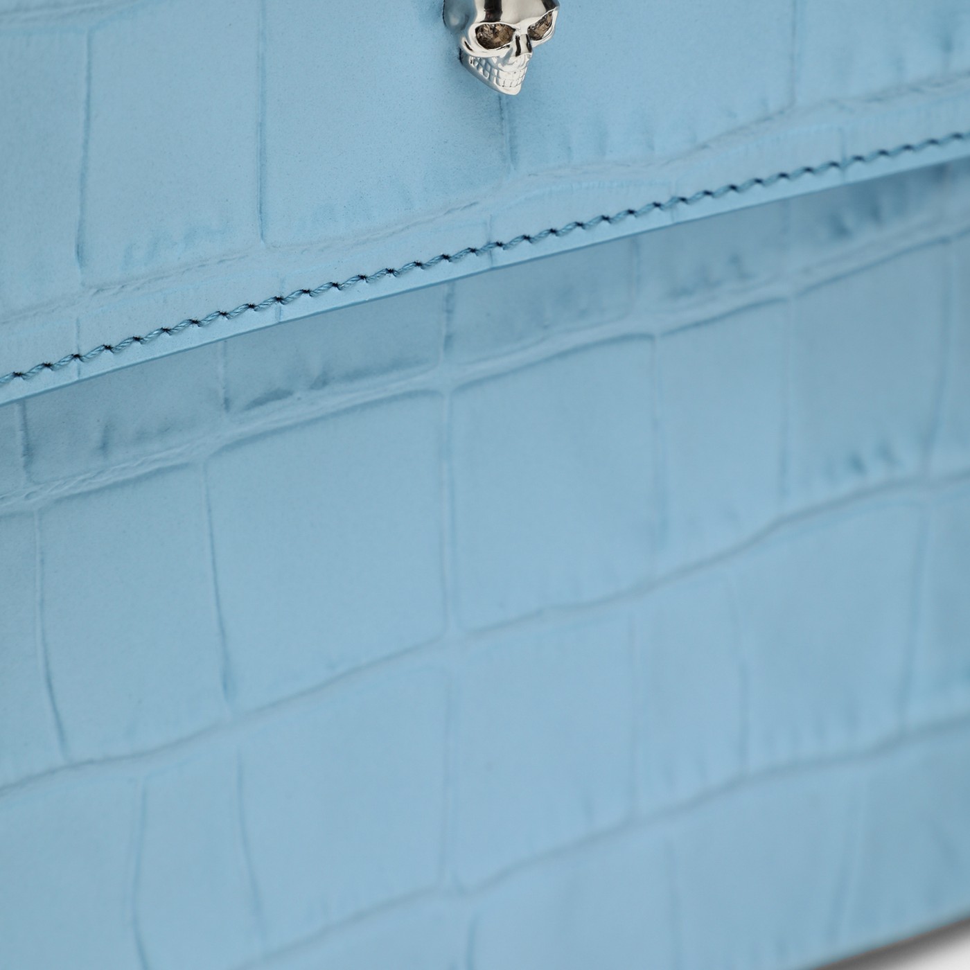 Alexander McQueen Light blue crocodile print pouch TheDoubleF