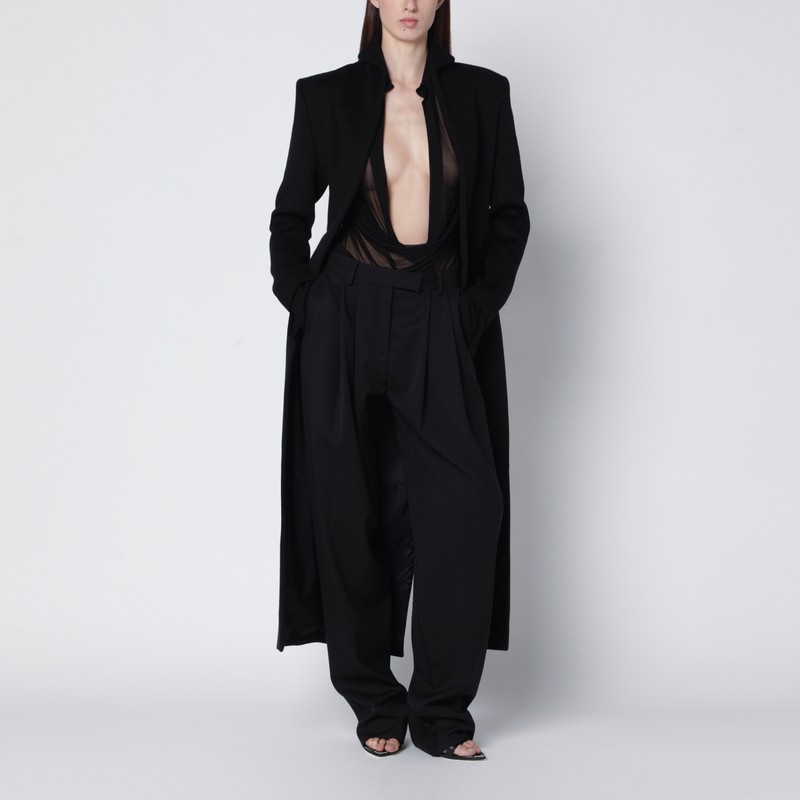 Francesco Murano Black Single-breasted Wool Coat In Black