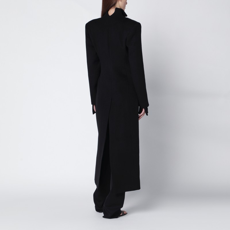 Francesco Murano Black Single-breasted Wool Coat In Black
