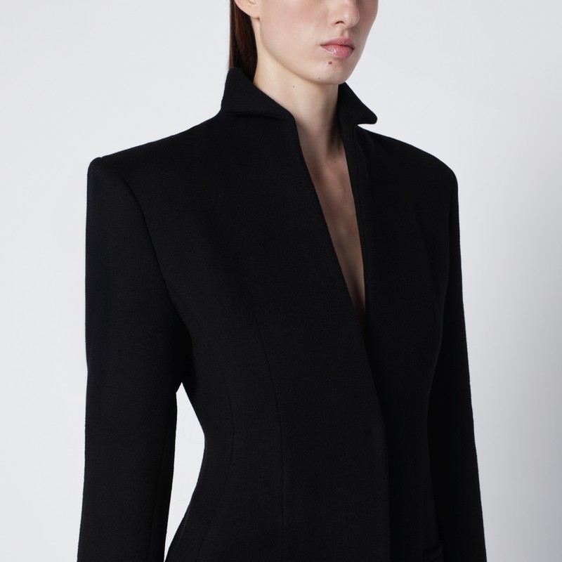 Francesco Murano Black Single-breasted Wool Coat In Black
