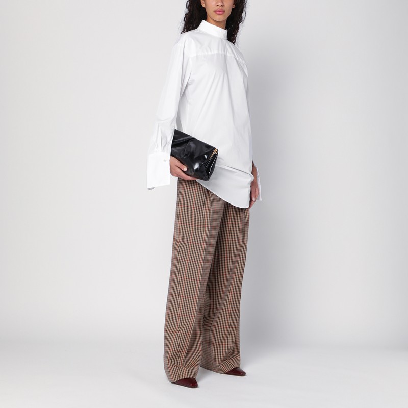 Dries Van Noten White Checked Popeline Turtleneck Shirt In White