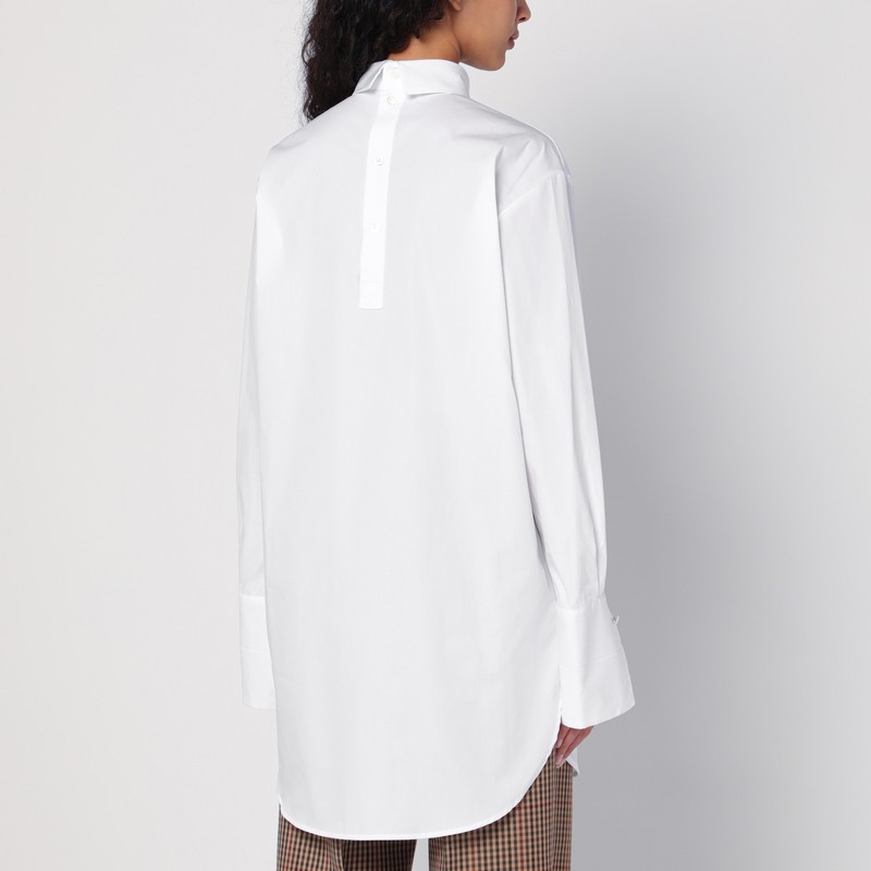 Dries Van Noten White Checked Popeline Turtleneck Shirt In White