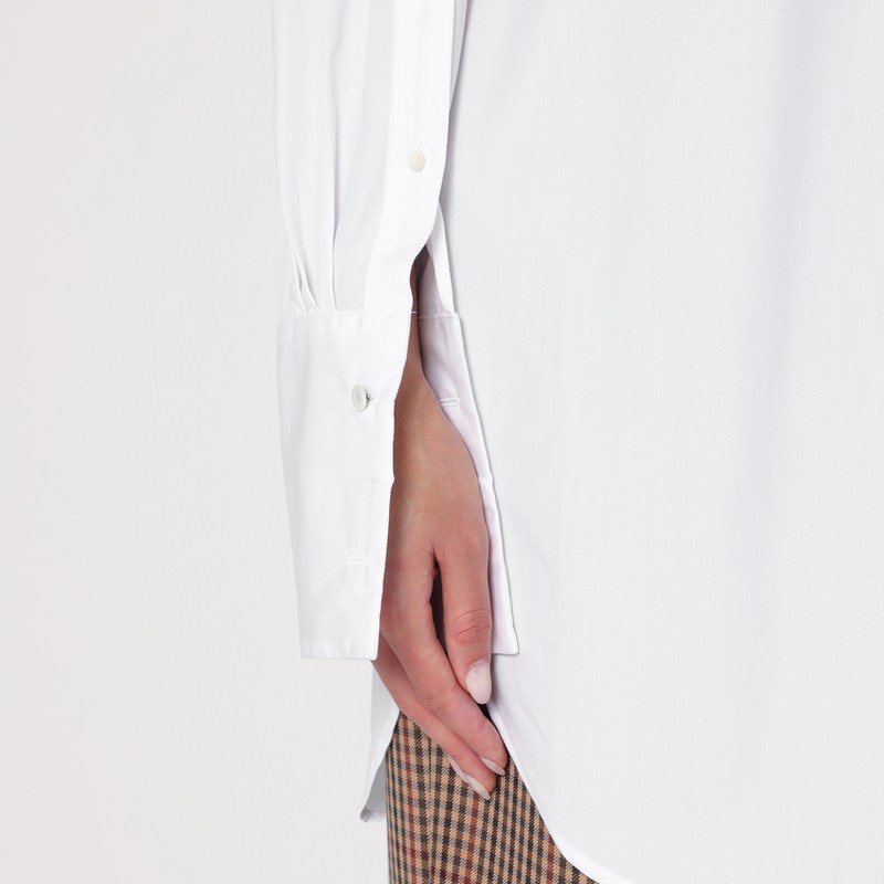 Dries Van Noten White Checked Popeline Turtleneck Shirt In White