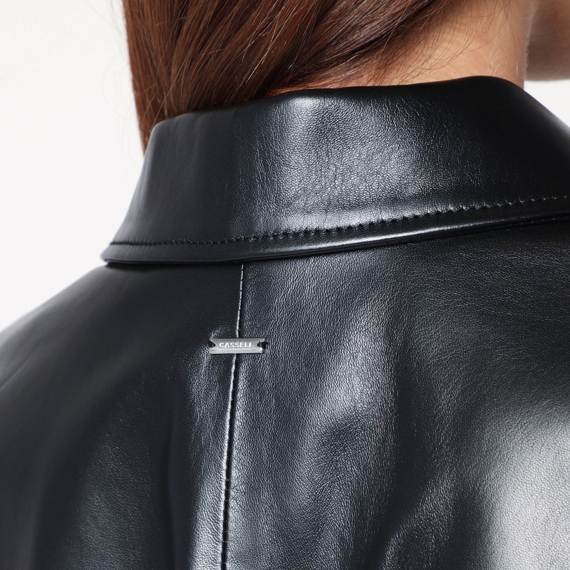 Cassell Zip Leather Bomber Jacket In Black
