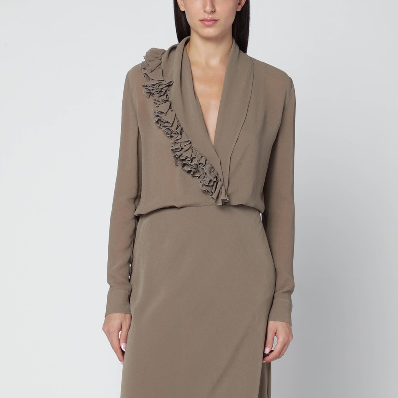 Beige blouse with floral embroidery