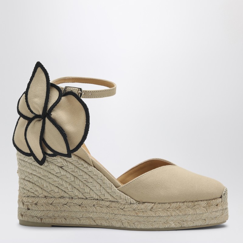 Castaã±er Expadrillas Coco 105 Sand Color With Flower In Beige