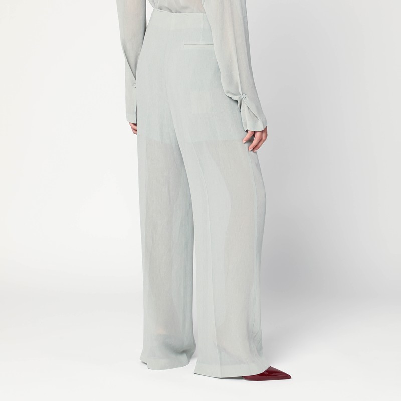 Alberta Ferretti High Waist Pleated Palazzo Trousers In Gray