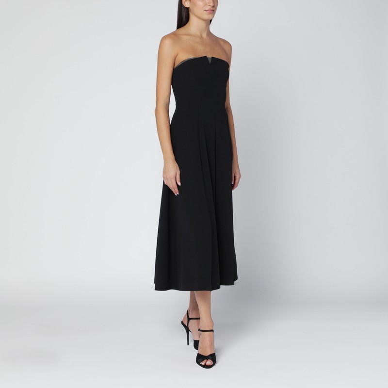 Black sleeveless stretch cady dress