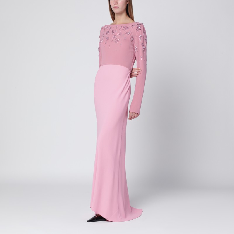 Pink evening dress with bead embroidery
