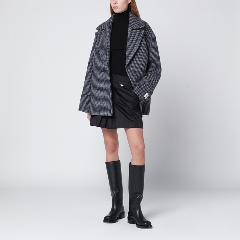 Calvin Klein Houndstooth Double Breasted Coat Pockets In Gray