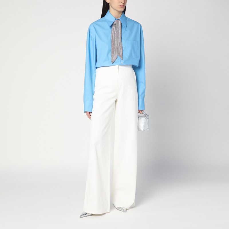 Giuseppe Di Morabito Rhinestone Scarf Buttoned Shirt In Light Blue