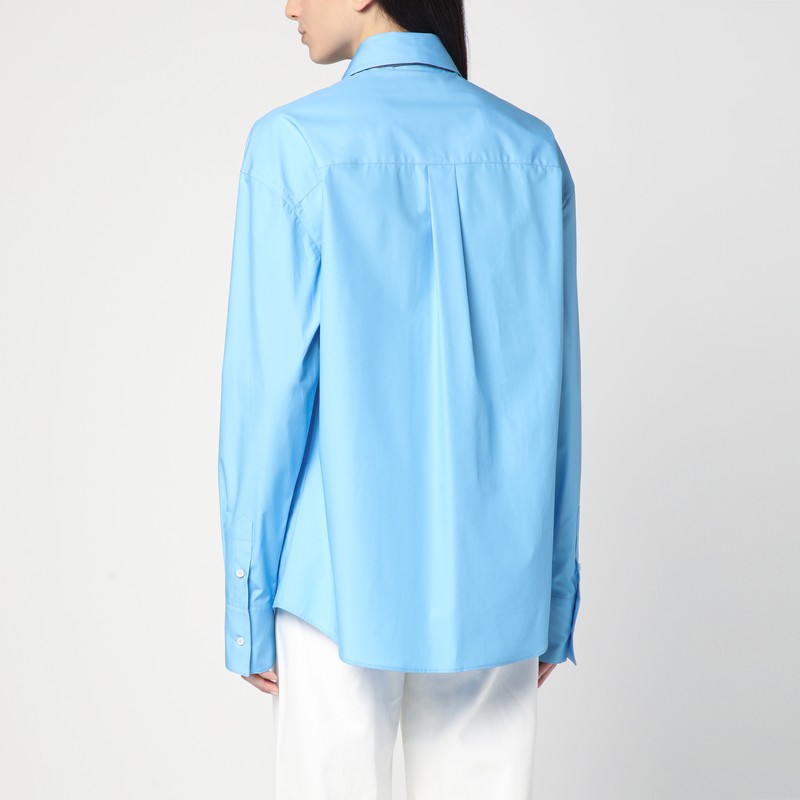 Giuseppe Di Morabito Rhinestone Scarf Buttoned Shirt In Light Blue