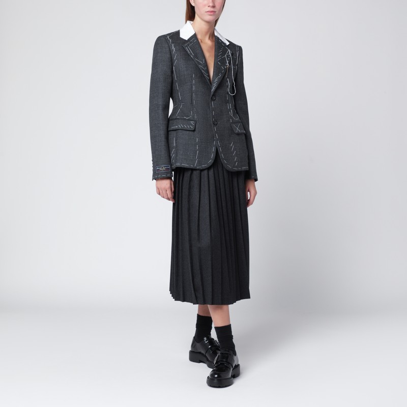 Moschino Embroidered Wool Canvas Jacket With Notch Lapel In Multi