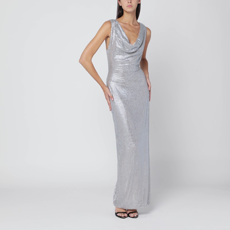 Silver long dress with crystals