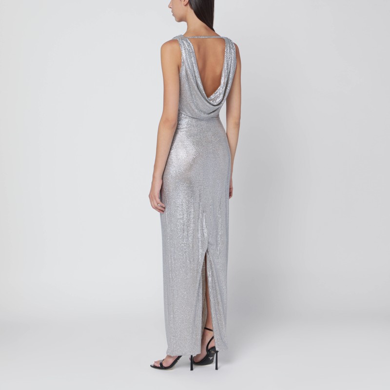 Giuseppe Di Morabito Long Dress Featuring Crystals And Back Slit In Metallic