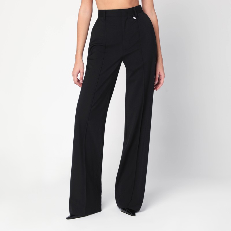 Wide black wool trousers