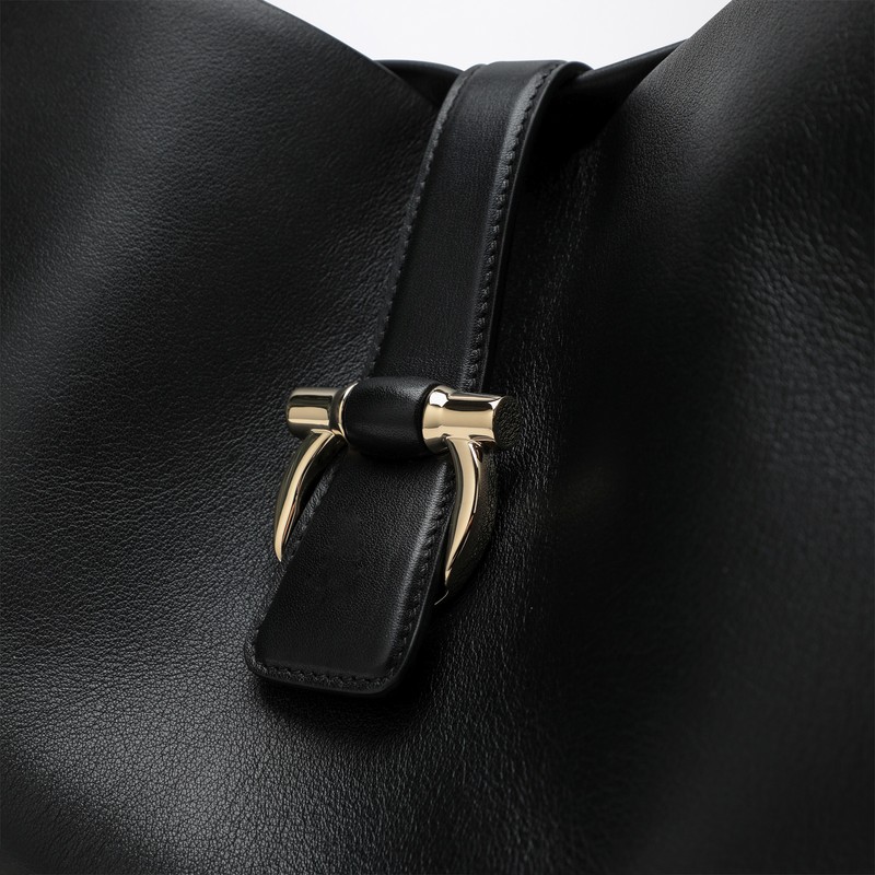 Ferragamo Salvatore Leather Tote Bag Hardware Strap Texture