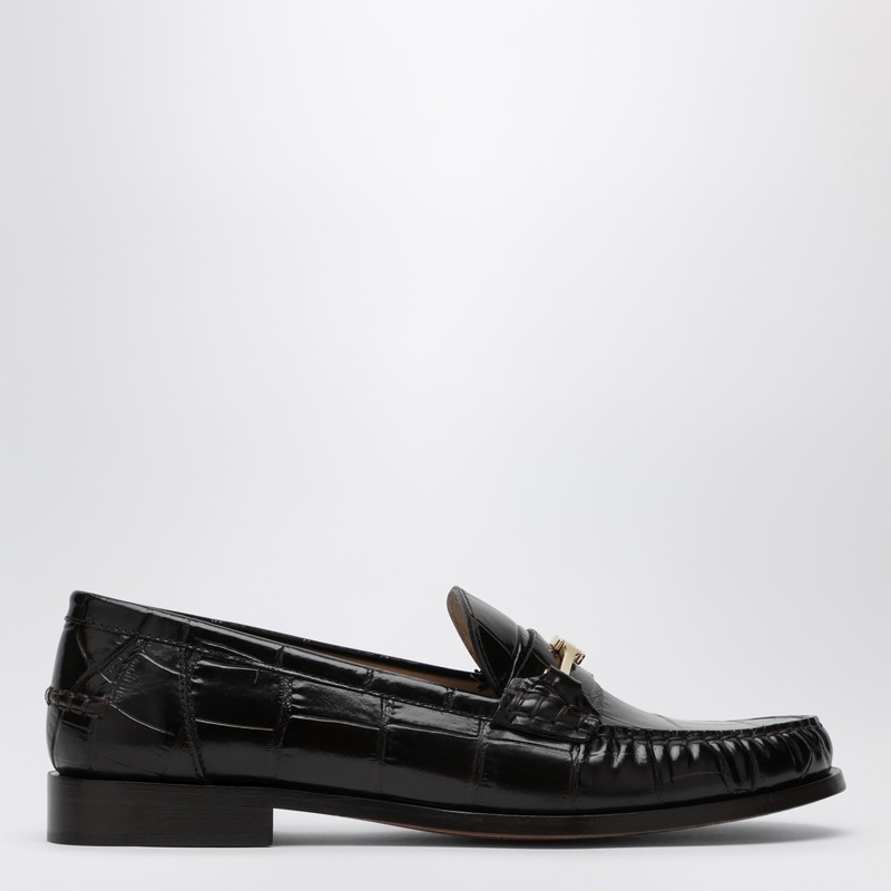 Ferragamo Dark Brown Moccasin New Vara Chain In Brown