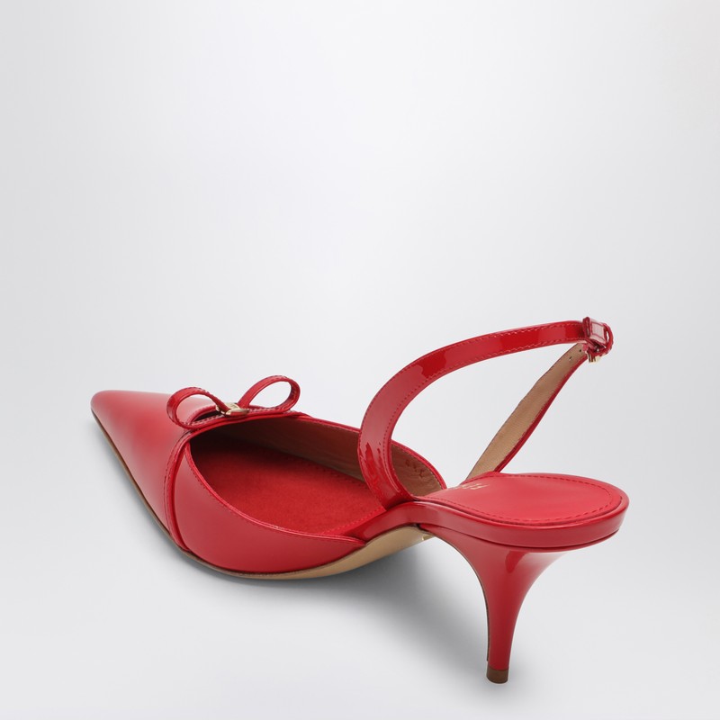Ferragamo Mini Bow Red Patent Sling-back Pumps In Red