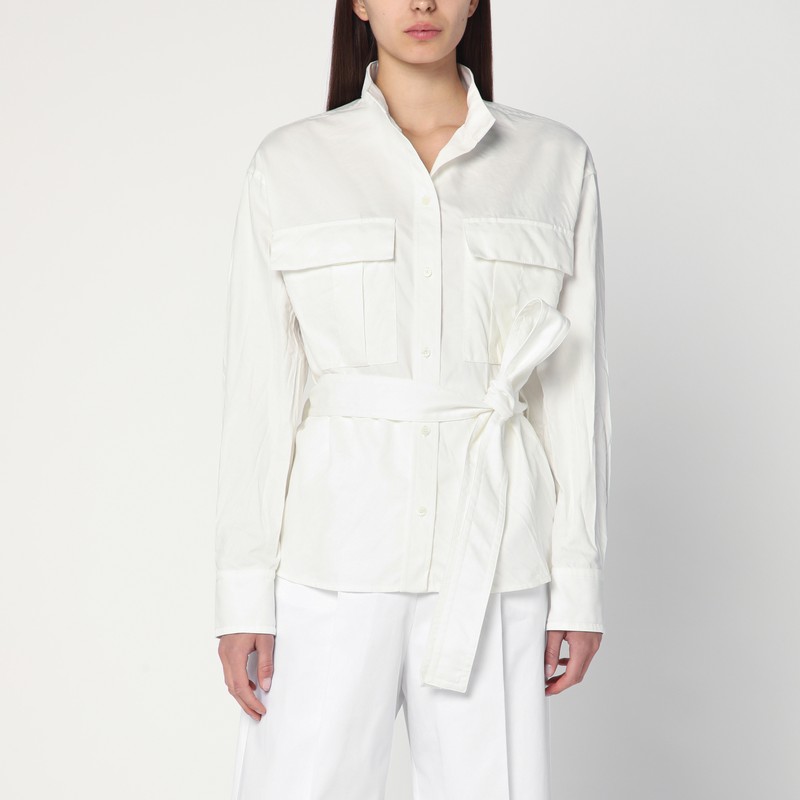 White belted shirt in cotton blend