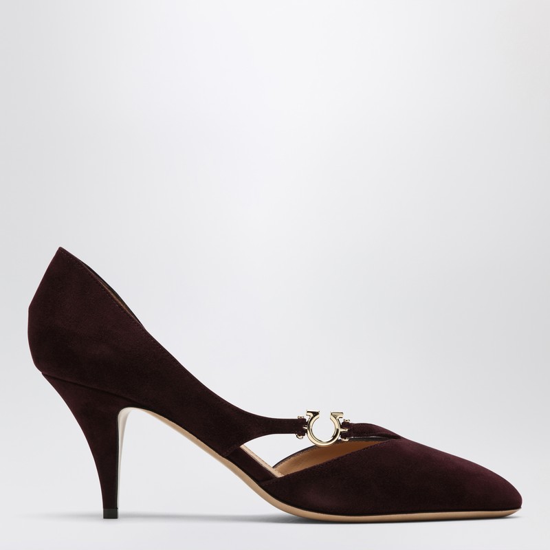 Pumps with Gancini detail Dark Barolo