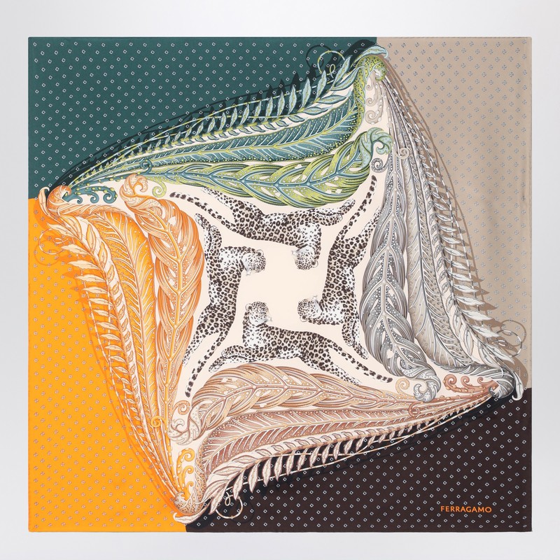 Ferragamo Silk Scarf Madras Print In Pink