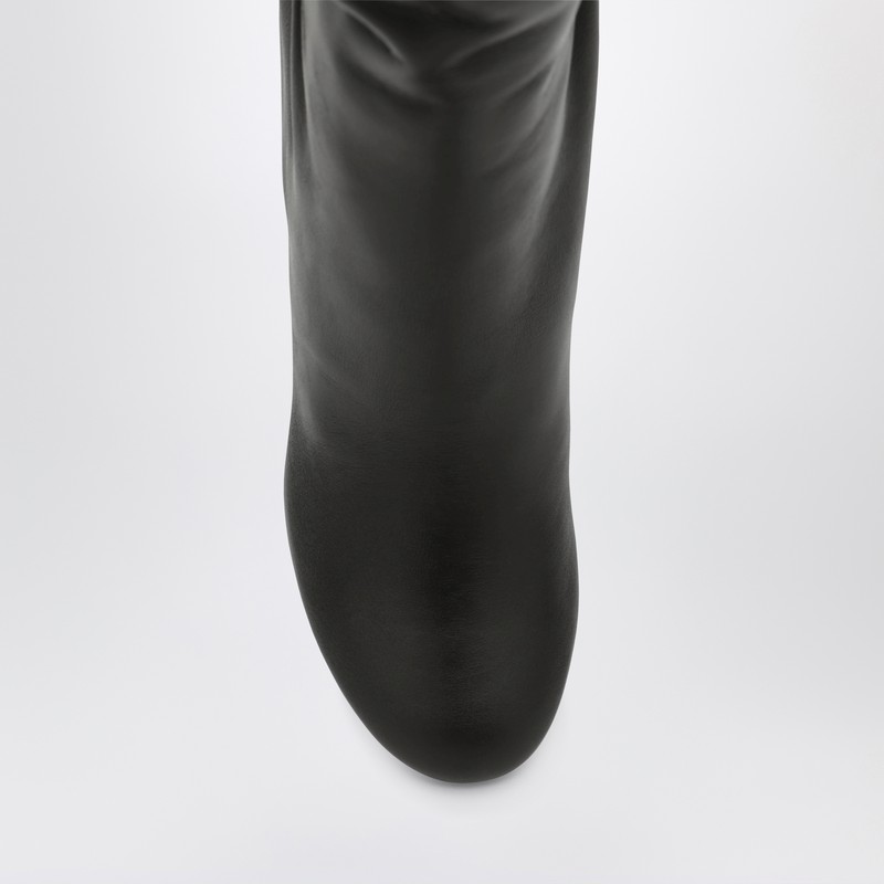 Ferragamo Knee-high Boots With Curled Design And Block Heel In Blue