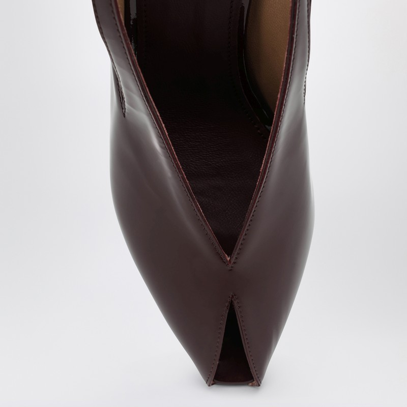 Ferragamo Peep Toe Wedge Sandals In Bordeaux In Metallic