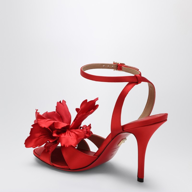 Ferragamo 90mm Flower-embellished High-heel Sandals In Red