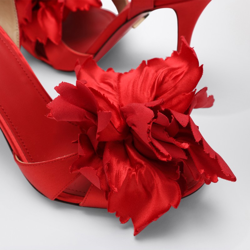 Ferragamo 90mm Flower-embellished High-heel Sandals In Red