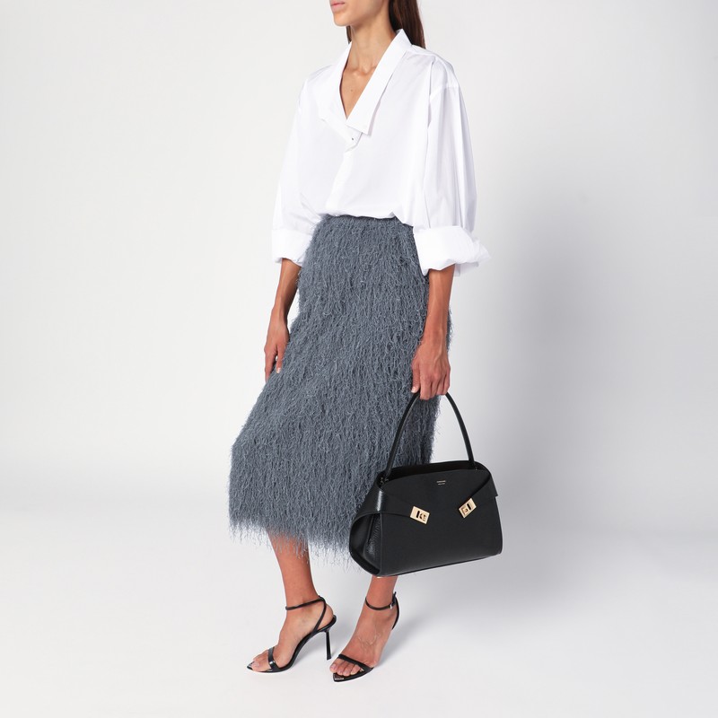 Ferragamo Black/ Brown Leather Hug M Handbag In Black