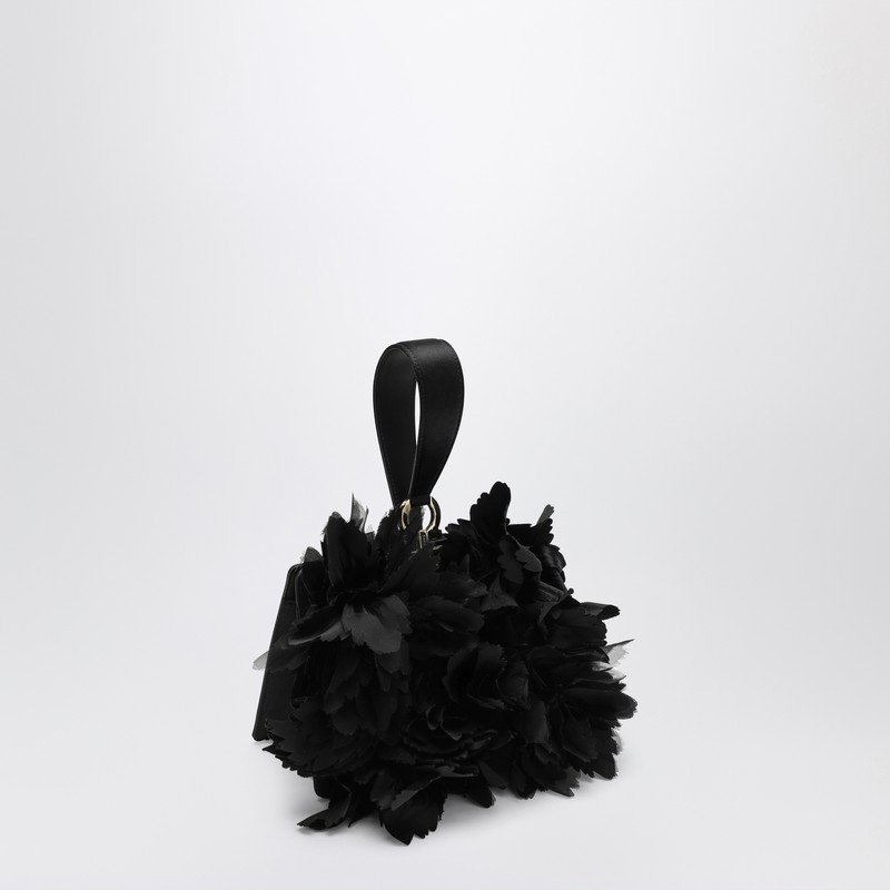 Ferragamo Mini Clutch With Black Flowers In Black