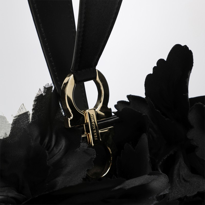 Ferragamo Mini Clutch With Black Flowers In Black