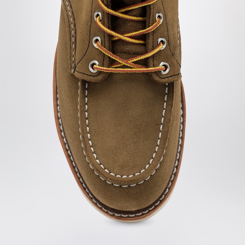 Redwing Classic Moc Toe In Olive Leather In Green