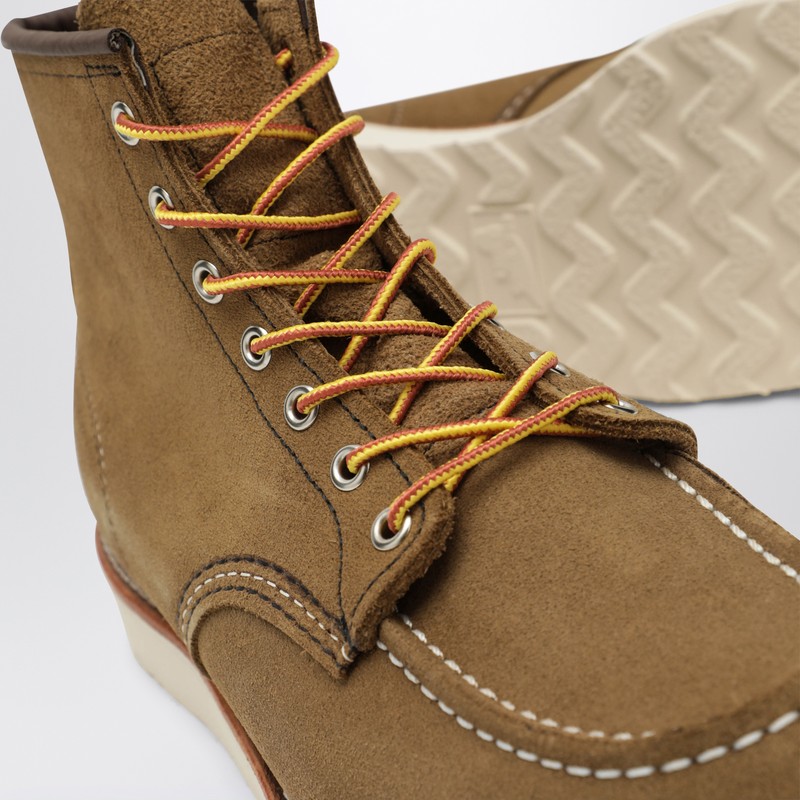 Redwing Classic Moc Toe In Olive Leather In Green