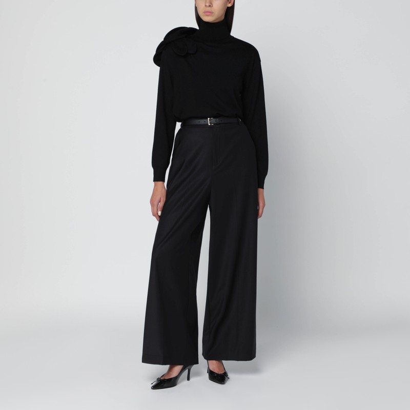 Moschino Turtleneck Sweater Featuring Floral Embellishment In Black