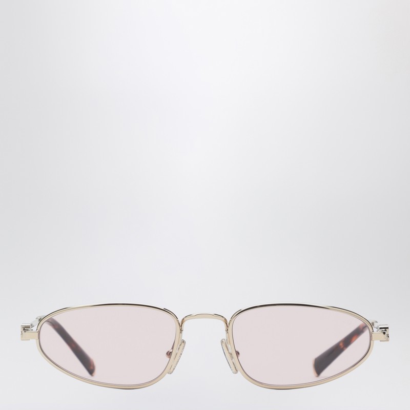 Miu Miu Logo Pale Gold Sunglasses Women In Neutral