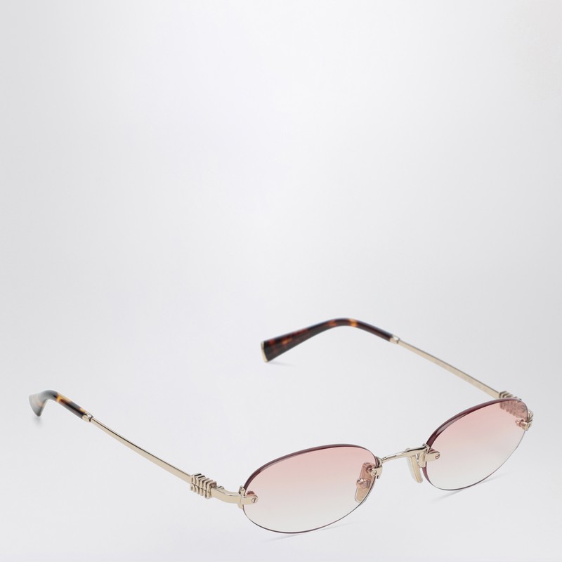 Miu Miu Womens Gold Mu A54s Oval-frame Metal Sunglasses In Neutral