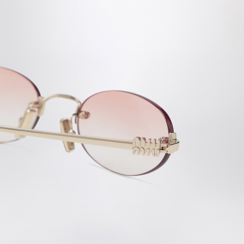 Miu Miu Womens Gold Mu A54s Oval-frame Metal Sunglasses In Neutral