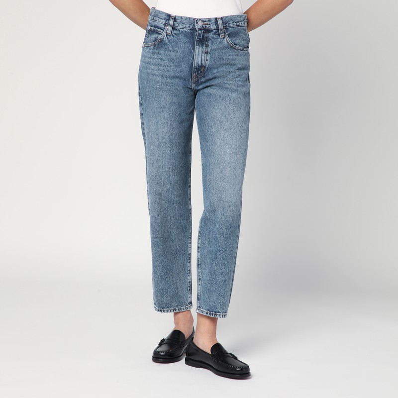 Frame Denim Trousers Washed Effect In Blue