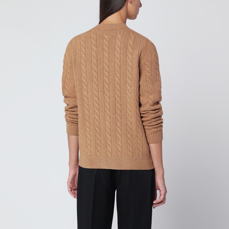The Row Loneke Cardigan In Light Brown Wool In Sand