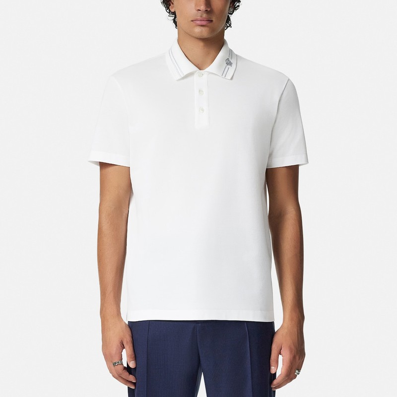 White polo shirt with Medusa embroidery