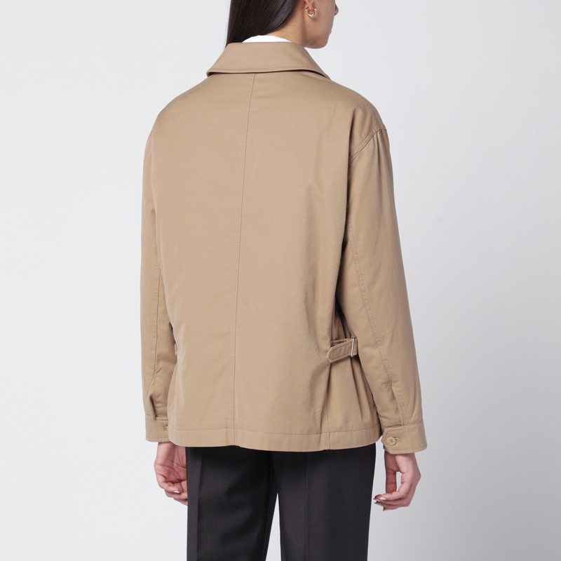 The Row Sand-colored Aurelius Jacket In Cotton And Cashmere In Sand