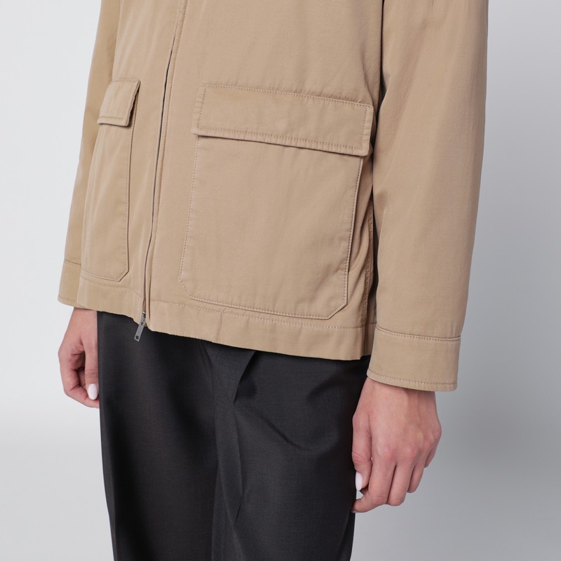 The Row Sand-colored Aurelius Jacket In Cotton And Cashmere In Sand
