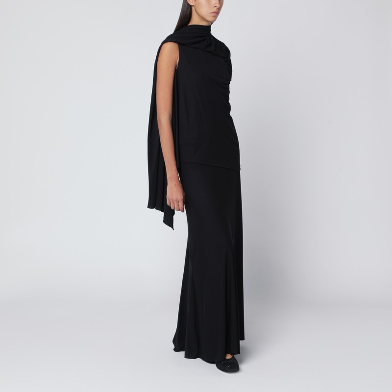 The Row Isadra Draped Crepe-jersey Top In Black