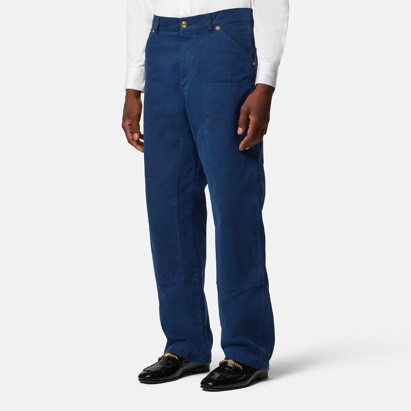 Petrol blue cotton carpenter trousers