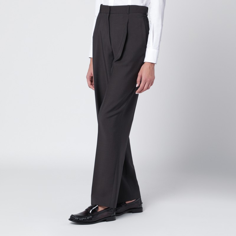 The Row Brown Mikkela Wool Trousers In Brown