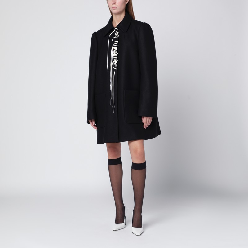 Black coat with embroidery detail