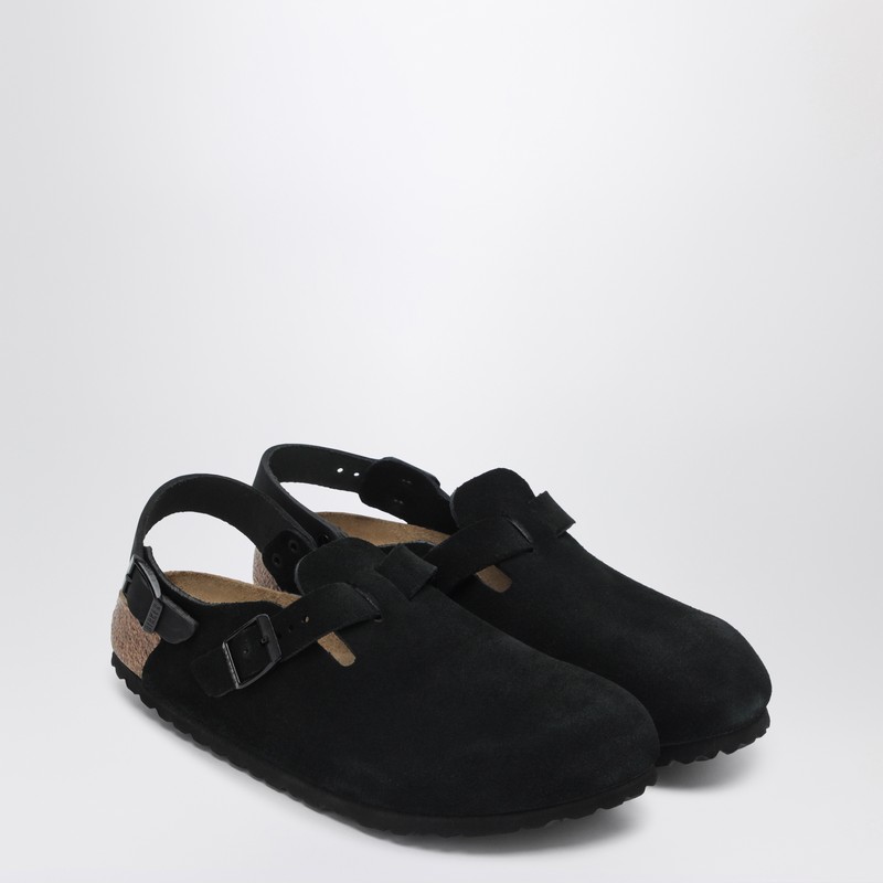 Birkenstock Tokio Suede Leather Slides In Black
