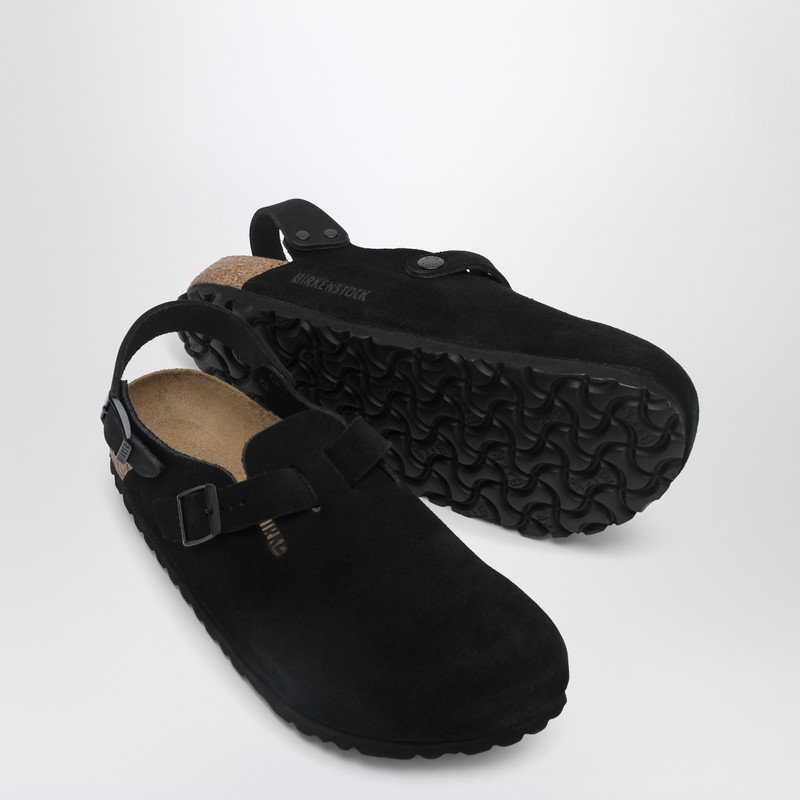 Birkenstock Tokio Suede Leather Slides In Black